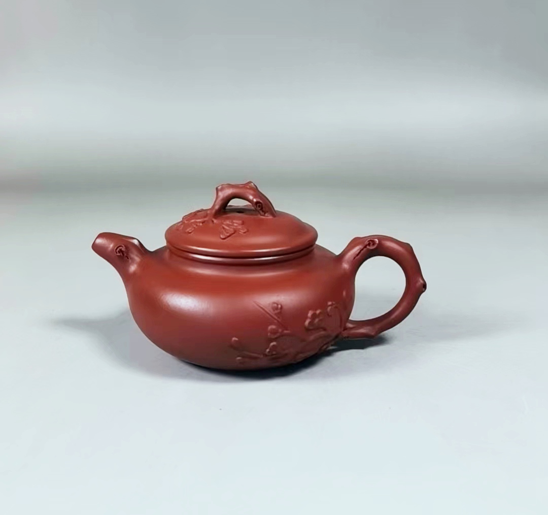 全手工朱泥仿古梅花壶